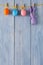 Colorful easter garland on wood background