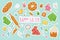 Colorful easter pastries stickers,traditional food,colored eggs.Vector flat