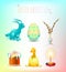 Colorful Easter symbol set