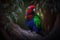 Colorful Eclectus Parrot Full Body In Forest. Colorful and Vibrant Animal.