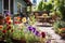 colorful edible flowers blooming in a backyard patio