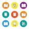 Colorful education icons set with line books