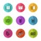 Colorful education icons set with line books isolated