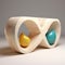 Colorful Egg Sculpture: A Stunning Blend Of Light Yellow And Dark Aquamarine