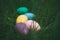 Colorful eggs on fresh springtime grass