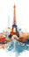 Colorful Eiffel Tower Artwork: Vibrant Illustration With Citypunk Elements