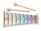 Colorful eight note, one octave xylophone 3D