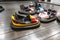 Colorful electric bumper car in autodrom at amusement park.