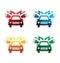 Colorful electric car icons on white background. isolated electrical engine icons. eps8.