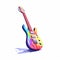 Colorful Electric Guitar Illustration In Fauvist Style