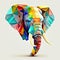 colorful elephant 3D origami style cute head design