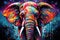 colorful elephant animal portrait AI generated