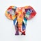 Colorful Elephant Cub: Abstract Paper Craft And Watercolour Art