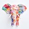 Colorful Elephant Paper Sculpture On White: A Stunning Craft Creation