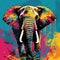 Colorful Elephant In Realistic Pop Art Style