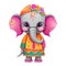 Colorful elephant standing bundle design. Colorful Elephant sitting set design with color splashes. Colorful baby elephant cartoon