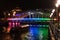 Colorful Elgin bridge at night in Singapore