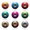Colorful Embossed Sphere Loudspeaker Icons Vector Illustration