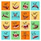 Colorful emoticon faces vector illustration. Cute mood icons or facing emoticons