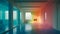 Colorful empty room design, wallpaper background, beautiful interior, commercial, Generative AI