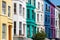 Colorful english houses facades in London