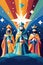 Colorful Epiphany Three Wise Men Christmas Biblical Three Kings Flat Style Illustration