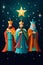 Colorful Epiphany Three Wise Men Christmas Biblical Three Kings Flat Style Illustration