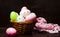 Colorful Ester eggs in a basket
