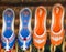 Colorful ethnic shoes on flea market in India