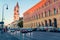 Colorful evening view of  Catholic Parish and University Church St. Louis, called Ludwigskirche. Great autumn cityscape of Munich