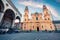 Colorful evening view of Theatine Catholic Church of St. Cajetan. Picturesque autumn cityscape of Munich, Bavaria, Germany.