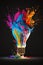 colorful explosion of a lightbulb, generated ai illustration