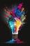 colorful explosion of a lightbulb, generated ai illustration