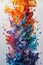 A colorful explosion of paint with a rainbow of colors. The colors are bright and vibrant, creating a sense of energy and