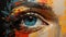 Colorful Eye Painting In The Style Of Aleksi Briclot