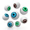 Colorful eyeballs, white background - 3D illustration