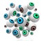 Colorful eyeballs, white background - 3D illustration