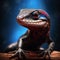 Colorful-eyed Skink On Blue Background - Max Rive Style