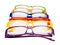 Colorful eyeglasses in row