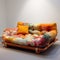 Colorful Fabric Futon: A Tropical Baroque Textile Installation