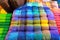 Colorful fabrics sit pillow at street market in thailand