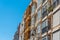 Colorful facades of houses in Cartagena, Spain