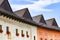 Colorful facades of a medieval houses. Town Spisska Sobota . Poprad , Slovakia