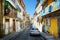 Colorful facades of old houses on the street of the historic centre of Porto, Portugal.