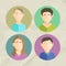 Colorful Faces Circle Icons Set in Trendy Flat Style