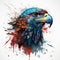 Colorful Falcon Head in Dark Bronze and Azure Neonpunk Style for Posters and Web.