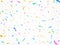 Colorful falling confetti. Christmas festival party decor, carnival decorative shiny papers and flying paper streamers