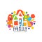 Colorful family logo design with city houses