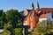 The colorful famous Biertor with the bridge across river Regen in Cham, Bavaria