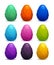 Colorful fantasy fluffy eggs set.